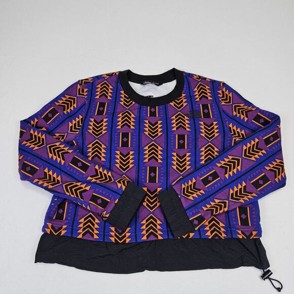 The North Face Aztec 92 Rage Fleece Cropped Crew Sweatshirt Women M Tribal Retro - Picture 1 of 11